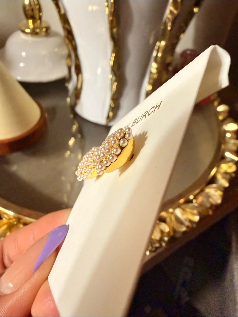 Tory Burch Pearl Cluster Heart Stud Earrings